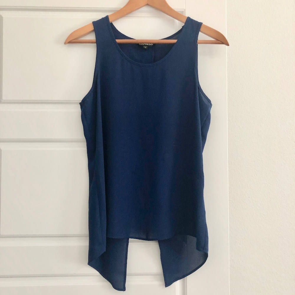Express Sleeveless Split-back Top in Navy